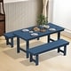 preview thumbnail 18 of 58, 3-Piece HDPE Outdoor Dining Set with Umbrella Hole Table and Two 2-Person Benches