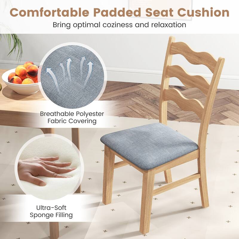 Gymax Dining Chair Set of 2 w/ Padded Seat Hollowed Wave Backrest