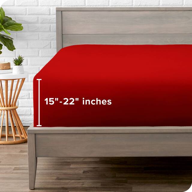 Bare Home Ultra-Soft Microfiber 22 Inch Extra Deep Pocket Fitted Sheet - Twin XL - Red
