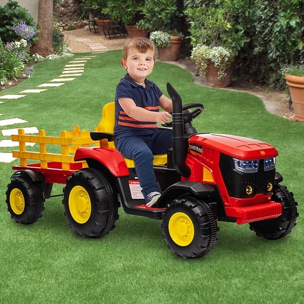 slide 2 of 27, Kids Ride on Tractor with Detachable Trailer and Remote Control