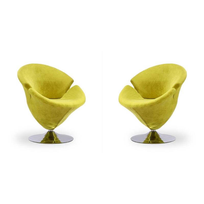 Manhattan Comfort Tulip Polished Chrome Velvet Swivel Accent Chair (Set of 2)