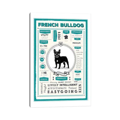 iCanvas "French Bulldog Infographic Blue" by PaperPaintPixels Canvas Print