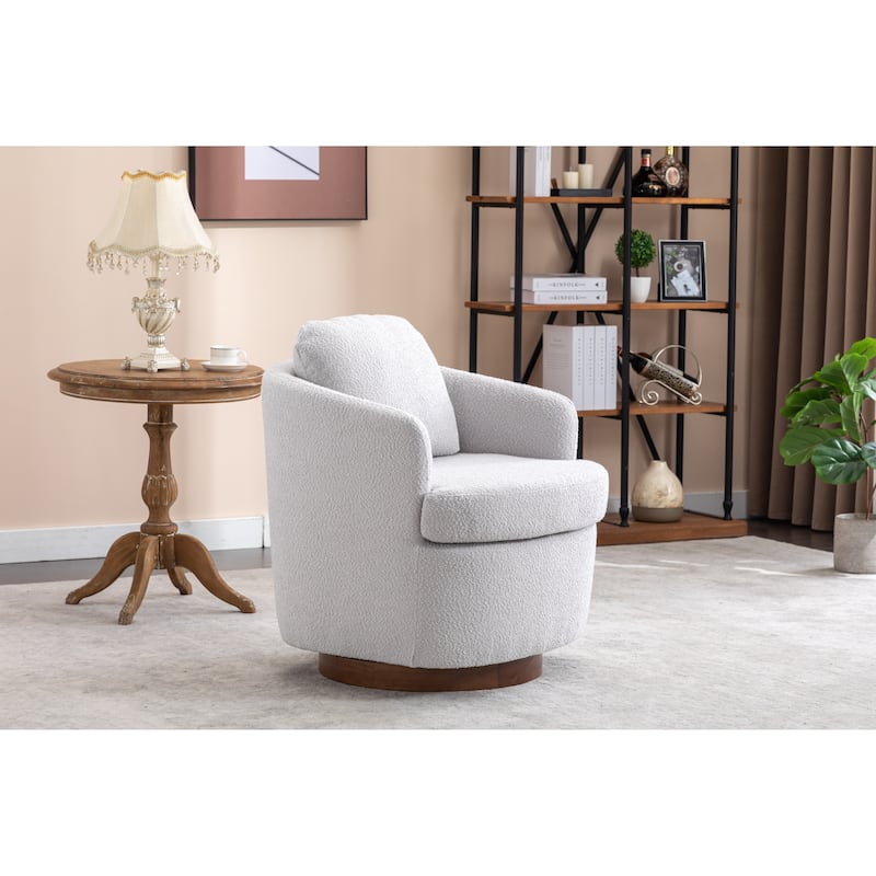 30.3" Swivel Accent Chair with Wood Base