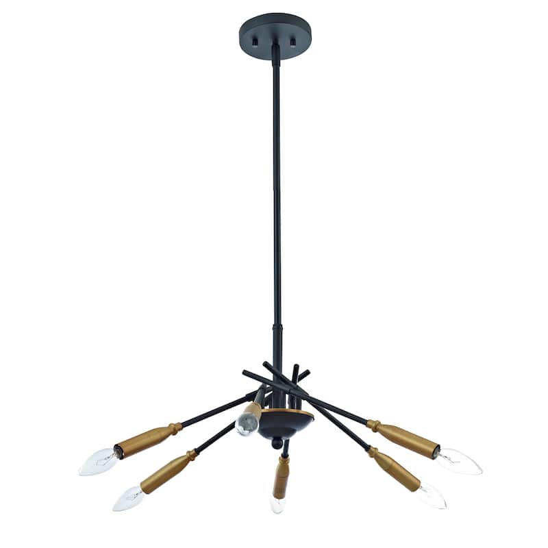 Dolcie Matte Black+Antique Brass 6-Light Metal Starburst Chandelier