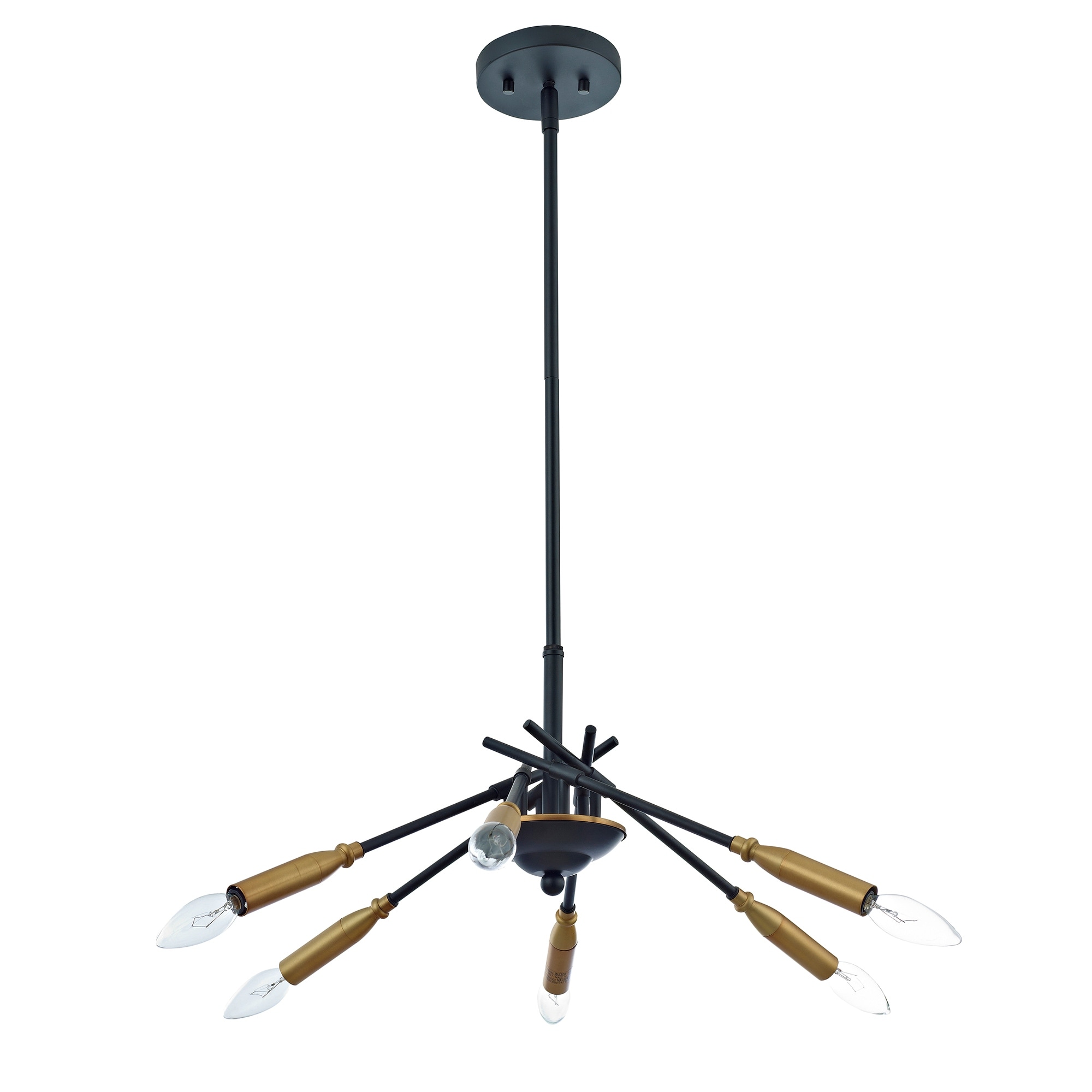 Warehouse of Tiffany Dolcie Matte Black+Antique Brass 6-Light Metal Starburst Chandelier