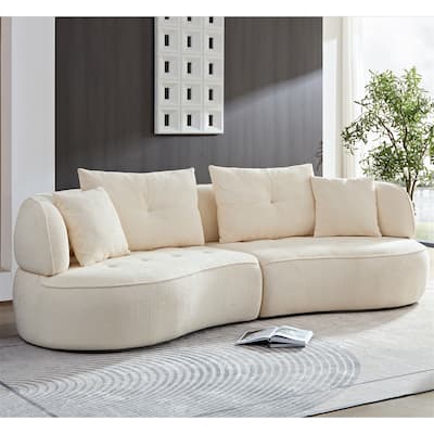 Fabric Sectional Sofa w/ Removable Pillows, High Density Sponge Filler