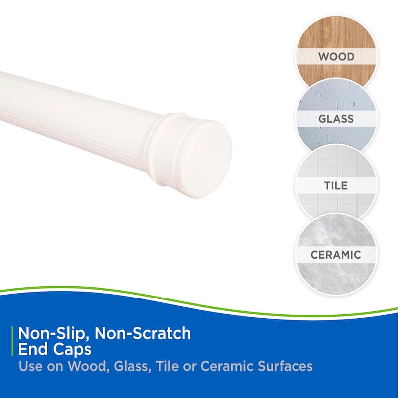 Kenney Twist & Fit No Tools Spring Tension Shower Curtain Rod, 42-72"