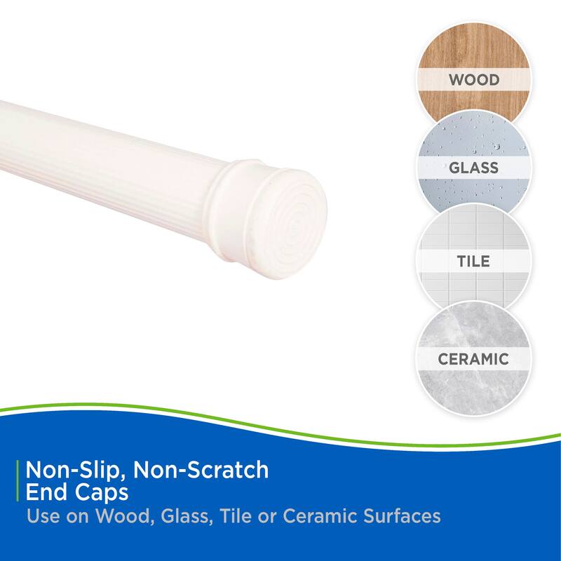 Kenney Twist & Fit No Tools Spring Tension Stall Shower Curtain Rod, 24-38"
