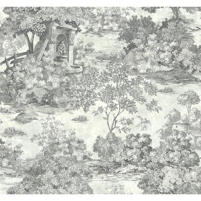 Seabrook Designs Morin Fountain Toile Unpasted Wallpaper