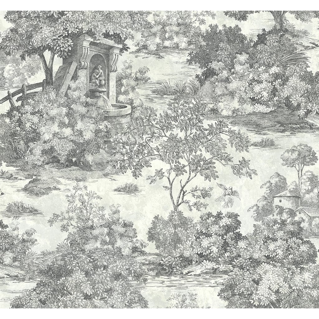 Seabrook Designs Morin Fountain Toile Unpasted Wallpaper
