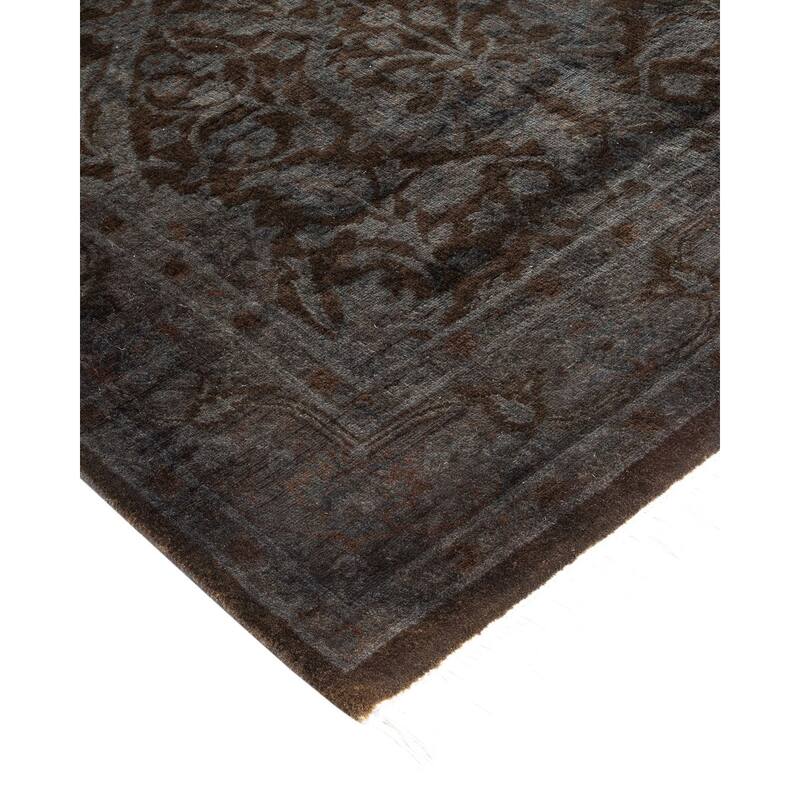 Overton Hand Knotted Wool Vintage Inspired Modern Contemporary Overdyed Gray Runner Rug - 2' 7" x 10' 4"