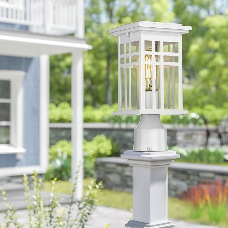 Outdoor Post Light, Lantern Light Fixture with Clear Glass Shade