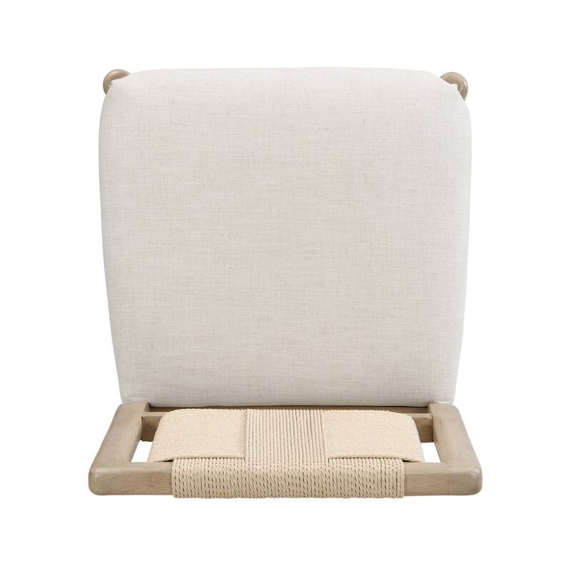 Christopher Knight Home - Modern Upholstered Dining Chairs with Woven Rope Backrest and Rubber Wood Frame (Set of 2)