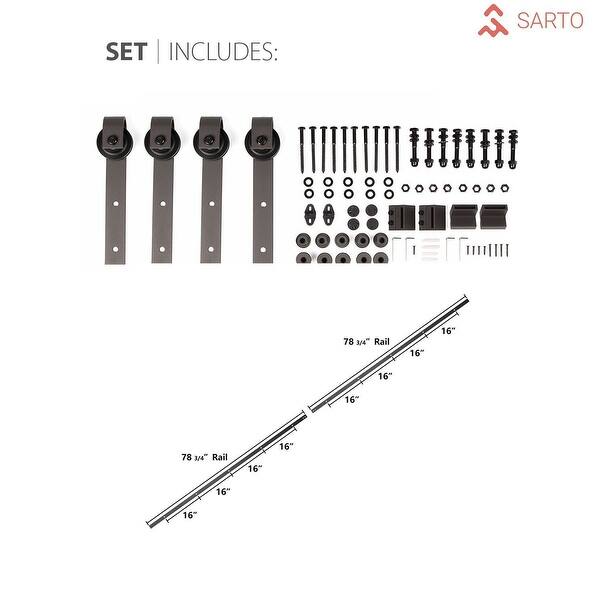 Sliding Double Barn Doors Hardware / Quadro 4117 White Silk Frosted