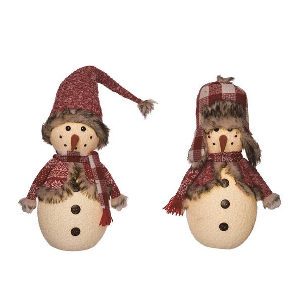 Plush Light Up Snowman Set of 2 Christmas Decorations - Multicolored ...