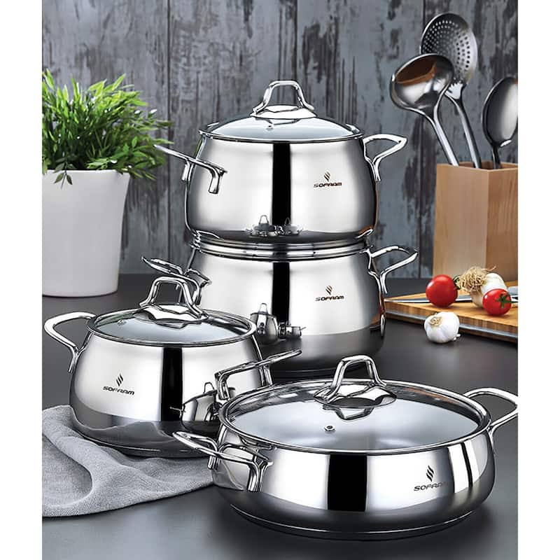 Sofram 18/10 Stainless Steel Deep Casserole w/ Glass Lid