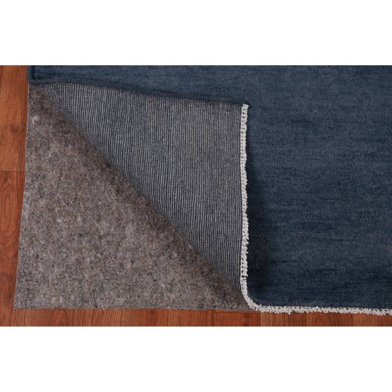 Hand Knotted Oriental 100% Wool Carpet Modern Solid Navy Blue & Blues Gabbeh Area Rug - 10' 0'' X 5' 3''