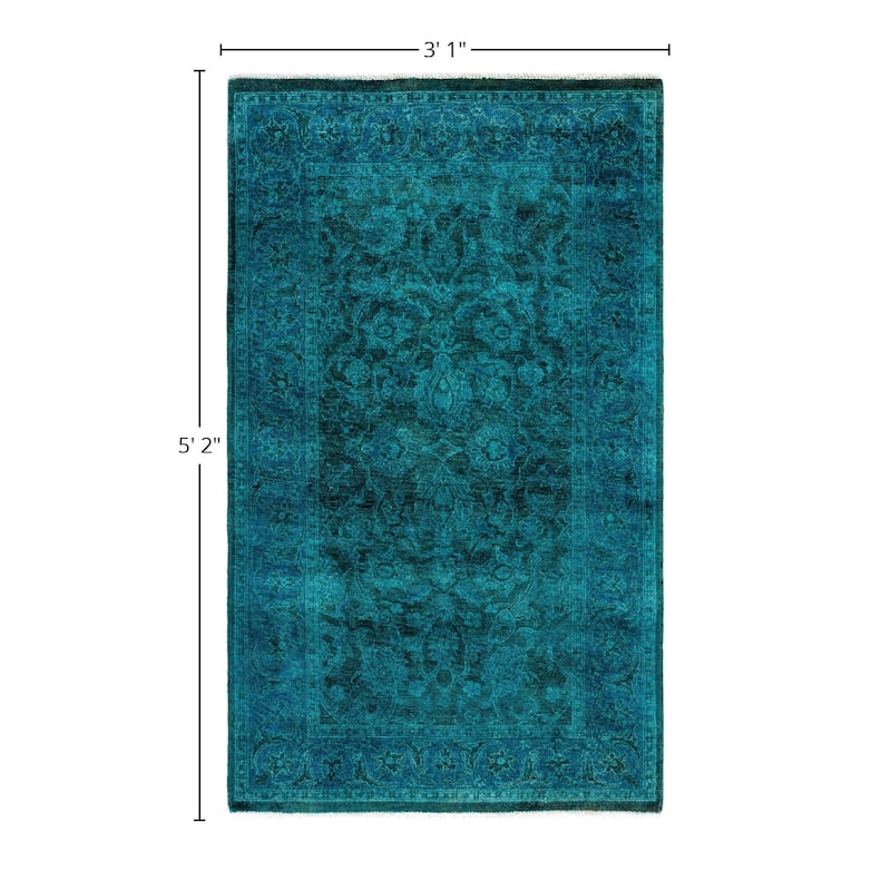 Overdyed One-of-a-Kind Hand-Knotted Area Rug - Green - 3' 1" x 5' 2"