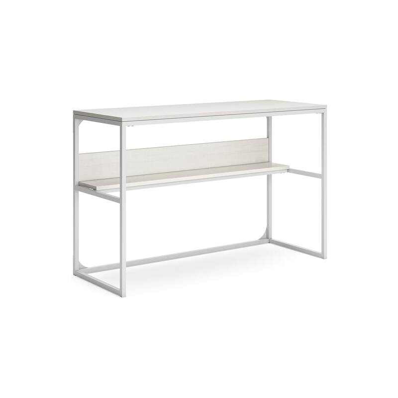 Deni Home Office Desk, 1 Shelf, White Wood, Metal Frame, 47 Inch