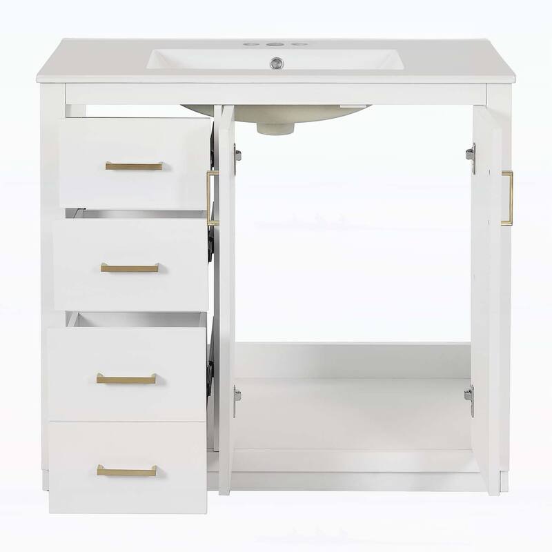 Freestanding Vanity Set with 3 Drawers& Soft Closing Doors