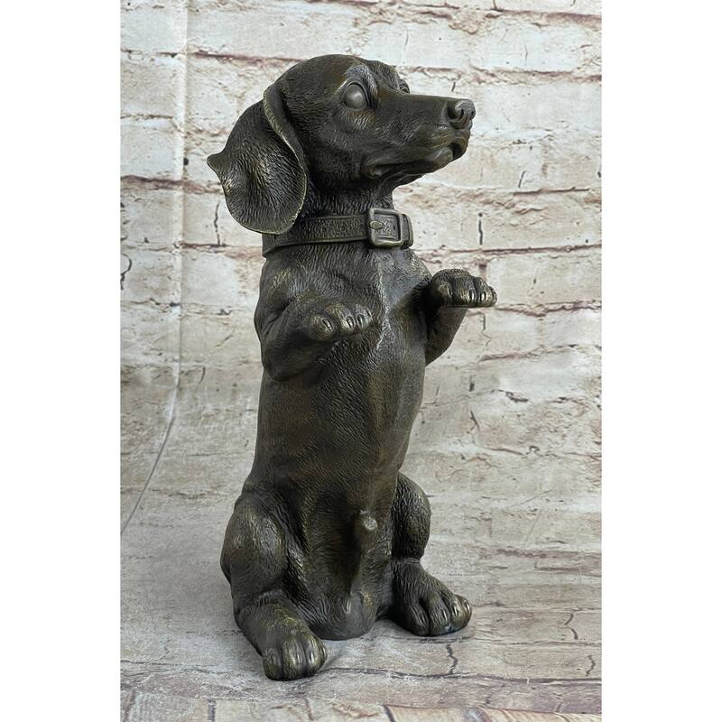Hot Cast Bronze Puppy Dog Begging Signed Original Art Sculpture Statue Figure