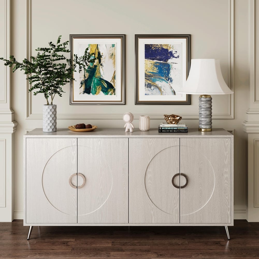 Modern Lacquered 4-Door Wooden Sideboard Buffet Cabinet