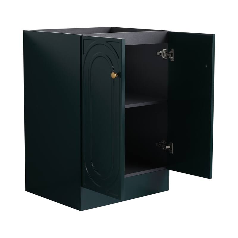 Modern 24 Inch Freestanding Bathroom Vanity Base without Sink, Storage Cabinet with Soft-Close Doors and Adjustable Shelves