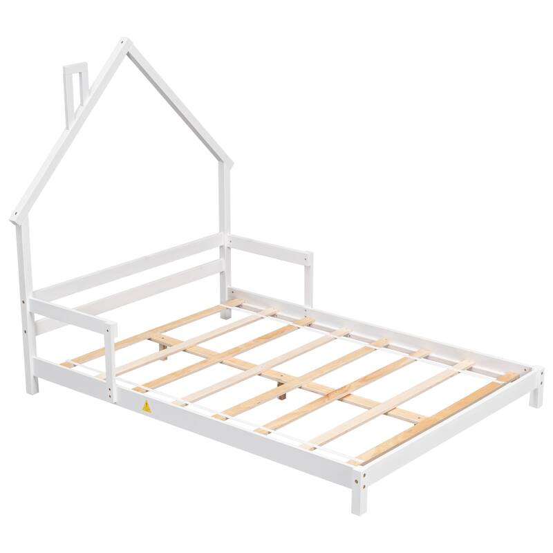 GDFStudio - Cooper American-Style Pine Twin Bed with House-Headboard and Handrails