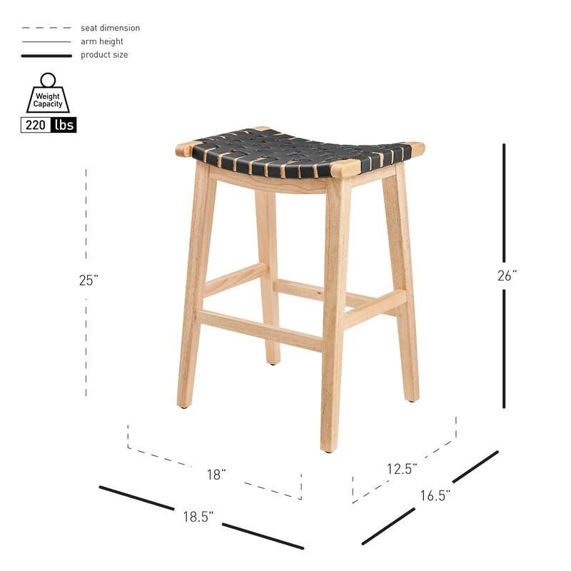 NPD Furniture Marco Faux Leather Backless Counter Stool with Natural Legs Color