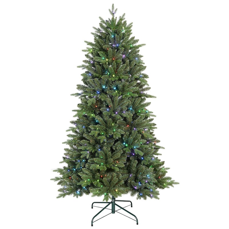 HomeRoots 7' Pre Lit Full Fir Christmas Tree - Green - 50.00 in. x 84.00 in. x 50.00 in.