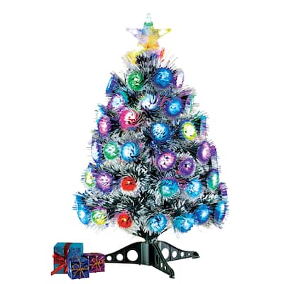 24-Inch Artificial Fiber Optic Frosted Christmas Tree - 1 x 24.75 x 14