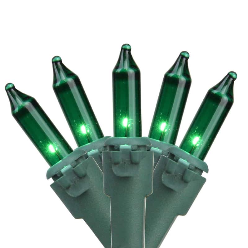 35-Count Green Mini Christmas Light Set 7ft Green Wire - 7'