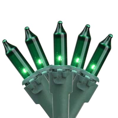 35-Count Green Mini Christmas Light Set 7ft Green Wire - 7'