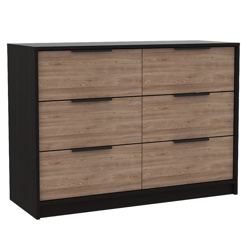 FM FURNITURE Crete 2-Piece Bedroom Set with Armoire and Dresser, Black/Pine