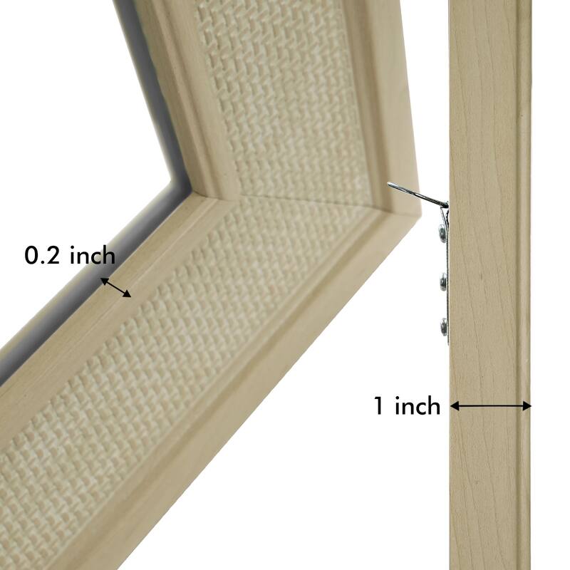 Faux Wooden Frame Rattan Farmhouse Style Rectangle Wall Mirror