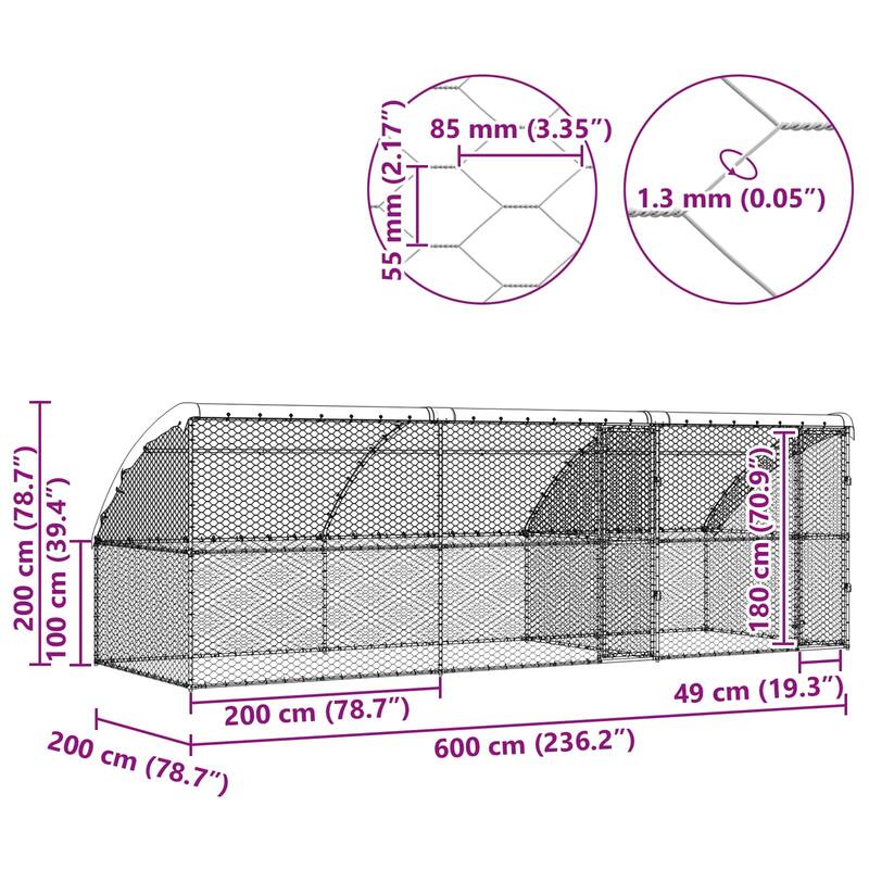 vidaXL Dog Kennel 2 pcs Silver Steel
