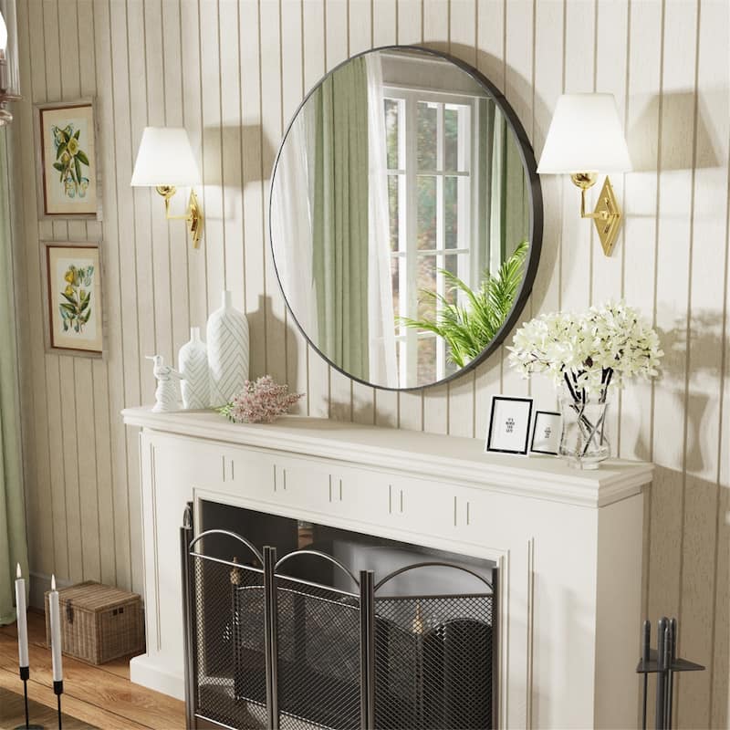 Firm Round Wall Mirror Modern Accent Makeup Mirror for Home Room Decor