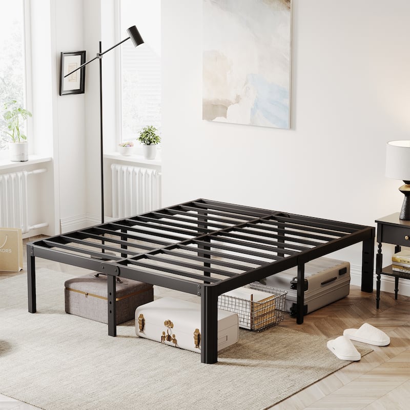 12" Heavy Duty Metal Bed Frame with Round Corners, Box Spring Not Required, Noise Free