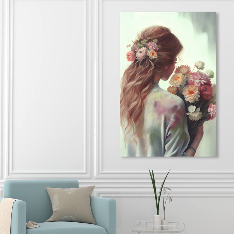 Wynwood Studio Fashion and Glam Eloise Green and Mint Green Traditional Wall Art Canvas Print - 54 x 36