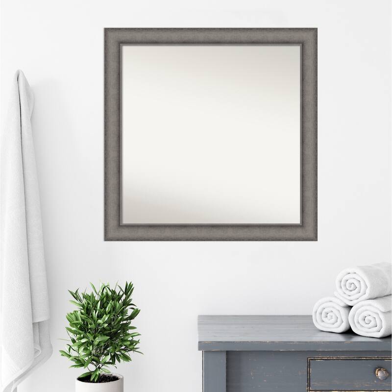 Burnished Concrete Non-Beveled Wood Framed Bathroom Vanity Wall Mirror - Burnished Concrete