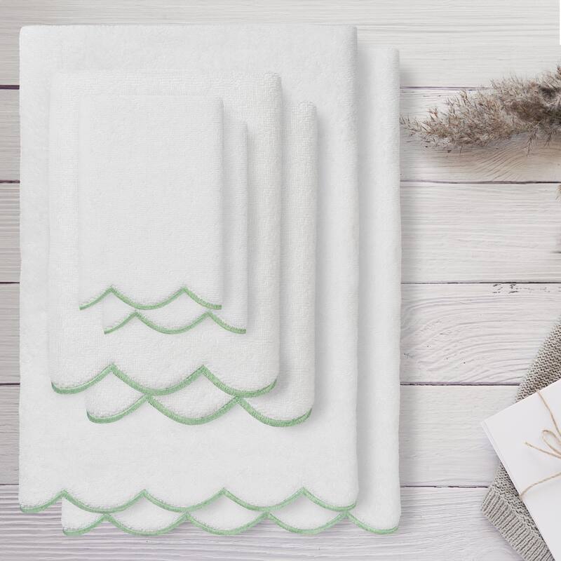 Authentic Hotel and Spa 100% Turkish Cotton ADORNIA Scallop Towel Set