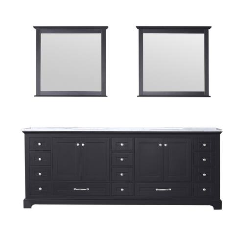 Dukes 84 in. W x 22 in. D Espresso Double Bath Vanity, Carrara Marble Top, and 34 in. Mirrors