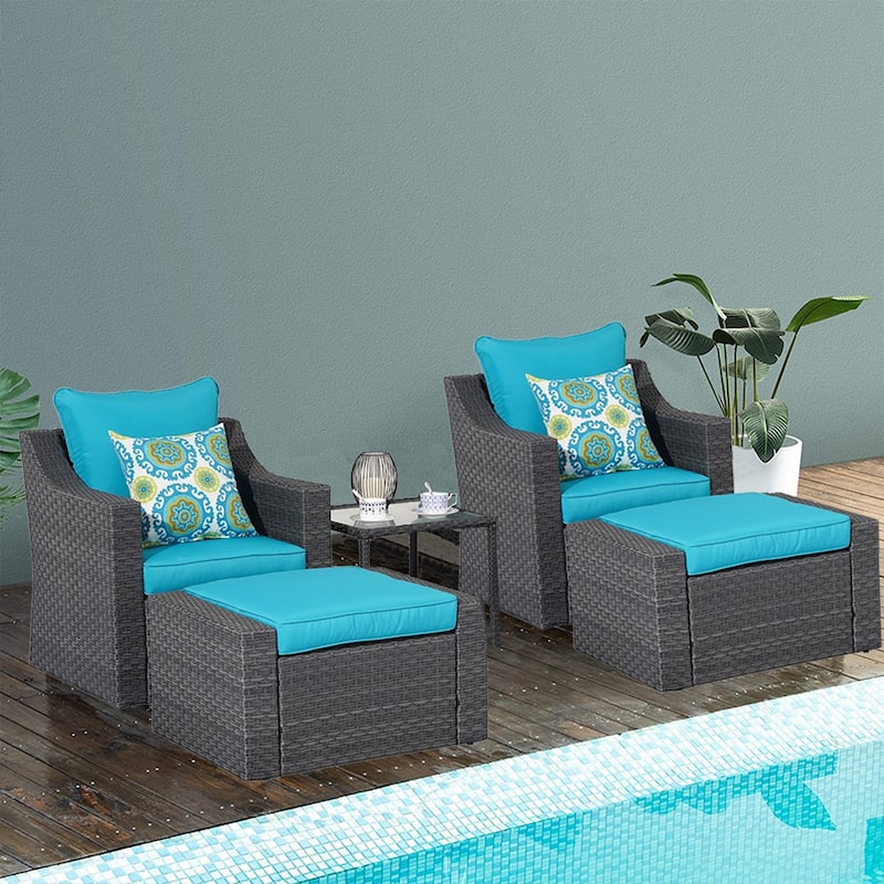 Royalcraft 5 Piece Wicker Outdoor Conversation Set with cushions