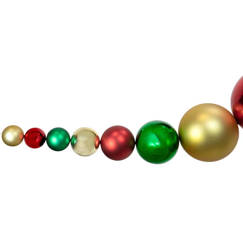 6' Red, Gold Green Shiny Matte Shatterproof Ball Christmas Swag