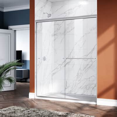 ELEGANT 58.5-60 x 72 Semi-Frameless Double Sliding Shower Door