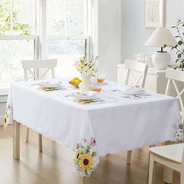Sunflower and Daisies Cutwork Tablecloth - 60x120