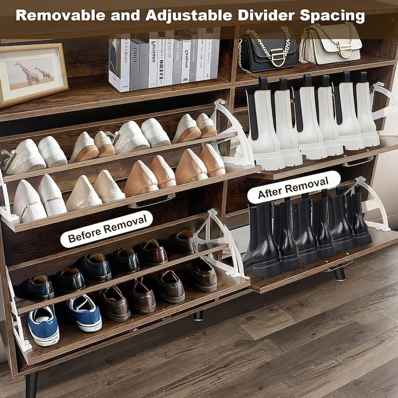 Freestanding Hidden Shoe Cabinet Storage with 4 Flip Drawers for Entryway, Foyer, Hallway