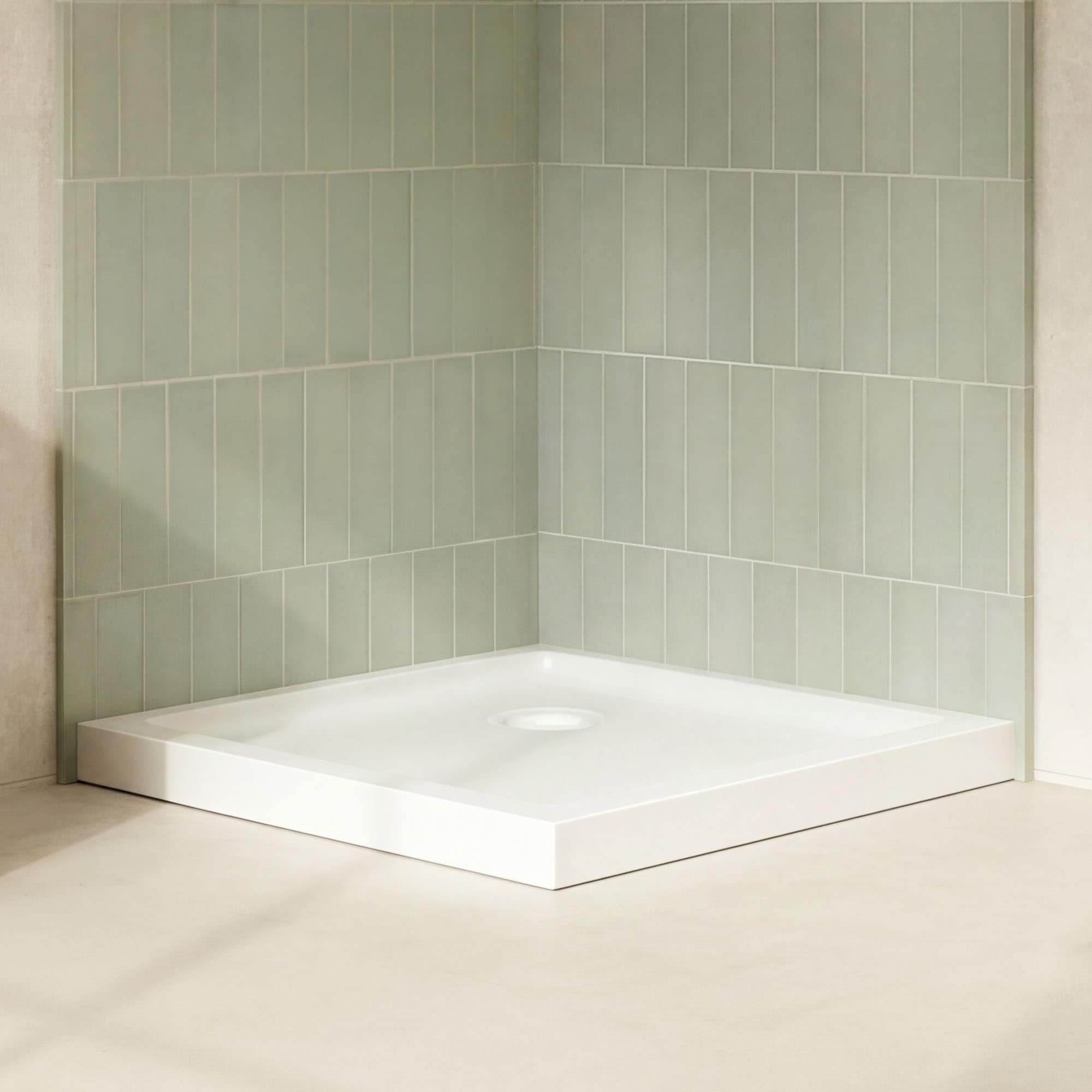 OVE Breeze 36 in. L x 36 in. W x 2.8 in. H Square Acrylic Shower Pan in White - 36"