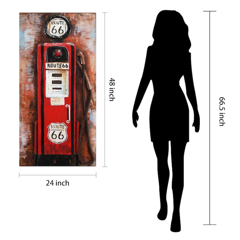 "Gas Pump" Mixed Media Iron Hand Painted Dimensional Wall Decor