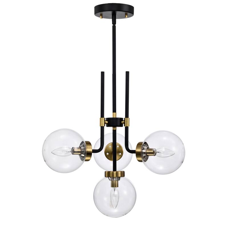Brigita 47 Inch Modern-Contemporary Style Ceiling Lighted Chendelier Matte Black and Silver Polish 4-Light - N/A - Matte Black land Gold